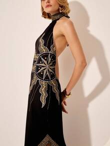 CAJUNI 复古神秘太阳印花不对称连衣裙 - 彩色 - 查看 5