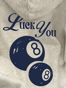 INAWLY Sudadera con capucha gráfica de billar con ajuste relajado para mujeres, tops de manga larga