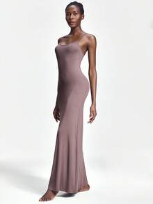 SHAPORA Casual Slim Fit Soft & Comfortable Women Nightgown - Coffee Brown - View 4