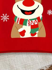 SHEIN Happikins Baby Mädchen süße Cartoon Rentier, Weihnachtsbaum, Schneeflocke Muster rote festliche lässige Passform kuschelige Strick Rundhals Pullover Sweatshirt, Weihnachten - Verschiedenfarbig - Übersicht 6