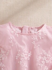 Souflis Souflis Infant/Baby Girl Princess Style Apricot Embroidered Mesh Bow Dress, Suitable For Birthday Party, Evening Event - Pink - View 3