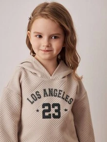 PrepCrw 2pcs/Set Young Girls Vintage Letter Graphic Hoodie Sweatshirt And Pants Suit, Collegiate Style - Multicolor - View 5