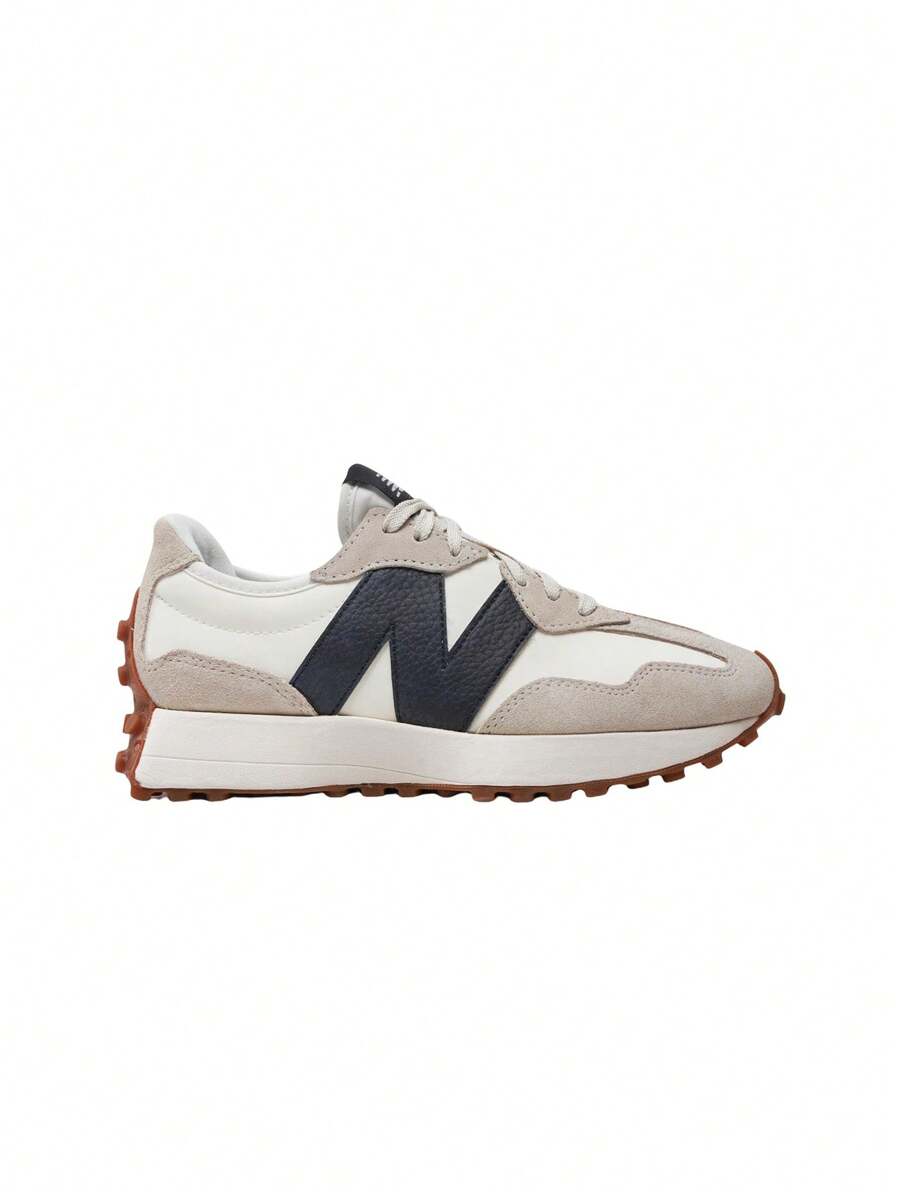 女式 327 GD 宽度 B 白色黑色休闲鞋软底系带低帮皮革运动舒适防滑户外运动鞋 WS327GD - 月光與黑色 - 查看 1