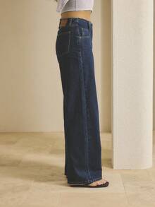 Aralina 女士休闲牛仔夏/秋/冬 Y2K 90 年代复古高腰流苏腰带牛仔裤，非常适合乡村音乐会服装、教师服装和万圣节服装 - 深色水洗藍 - 查看 7