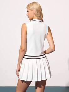 CourtClass Váy tennis xếp ly không tay thường ngày dành cho nữ - trắng - Xem 2