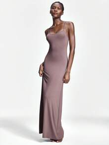 SHAPORA Casual Slim Fit Soft & Comfortable Women Nightgown - Coffee Brown - View 5