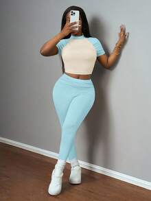 Slaydiva 2025夏季新音乐节、复活节、西部风情、游牧风、圣帕特里克节、生日派对、毕业典礼、学生装、休闲装、日常装、度假装、邮轮装、海滩装、日光浴装、时尚装、街头服饰、撞色设计、褶皱女装套装 - 淺藍色 - 查看 6