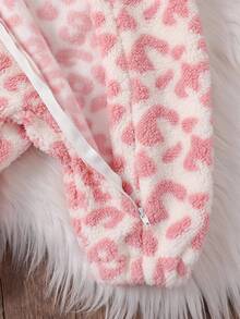 SHEIN 女婴休闲简约连帽拉链连体衣，冬季