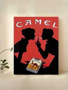 1pc Canvas Poster - Camel Cigarettes Art Illustration, Vintage/Modern Style, Cartoon Pattern, Ink On Canvas, Frameless/Framed Wall Hanging Decor For Living Room/Bedroom/Home Office/Kitchen/Bathroom, Indoor Use, Seasonal (Winter/Spring) - Multicolor - View 2