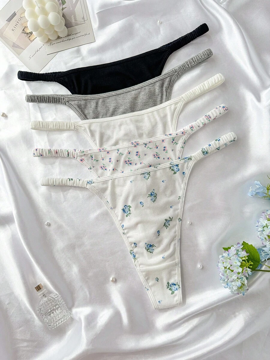 Snug Zone 5件/包大码女式性感丁字裤 - 彩色 - 查看 1