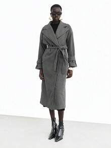 Lumivelle 宽松大衣，浅灰色风衣，秋冬女款 - 深灰色 - 查看 4