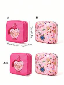 HARRY POTTER X SHEIN 1pc/Set Cartoon Pattern Printed Polyester Storage Bag, Can Be Used As Feminine Hygiene, Digital Accessories, Small Items Storage Bag, Love Potion, Chocolate Frog Candy BoxChristmas