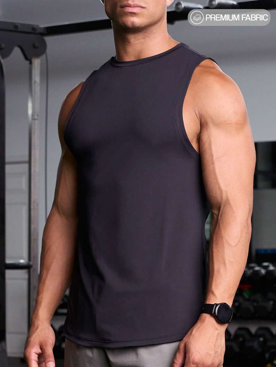 Áo ba lỗ cổ tròn thường ngày đa năng cho nam - màu đen - Xem 1