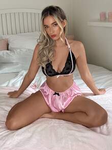 SHEIN 2pcs Comfortable & Sexy Lace Lingerie Set - Multicolor - View 1