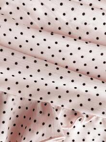 Elamini Fashionable Pleated Layered Decor Sweet Design Mini Skirt Charming Ruffled Polka Dot Vacation Style A-Line Skirt - Pink - View 3