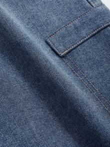 Dazy Designer 春夏休闲牛仔半身裙，斜插口袋，侧开衩设计 - 藍色 - 查看 4