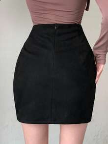 DAZY 女式交叉下摆紧身裙秋季半身裙