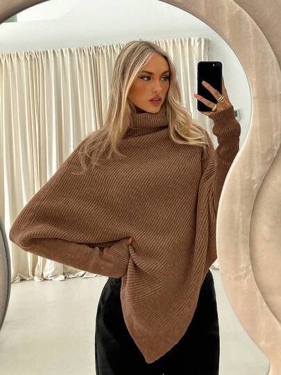 Aloruh Turtleneck Batwing Sleeve Sweater,Fall