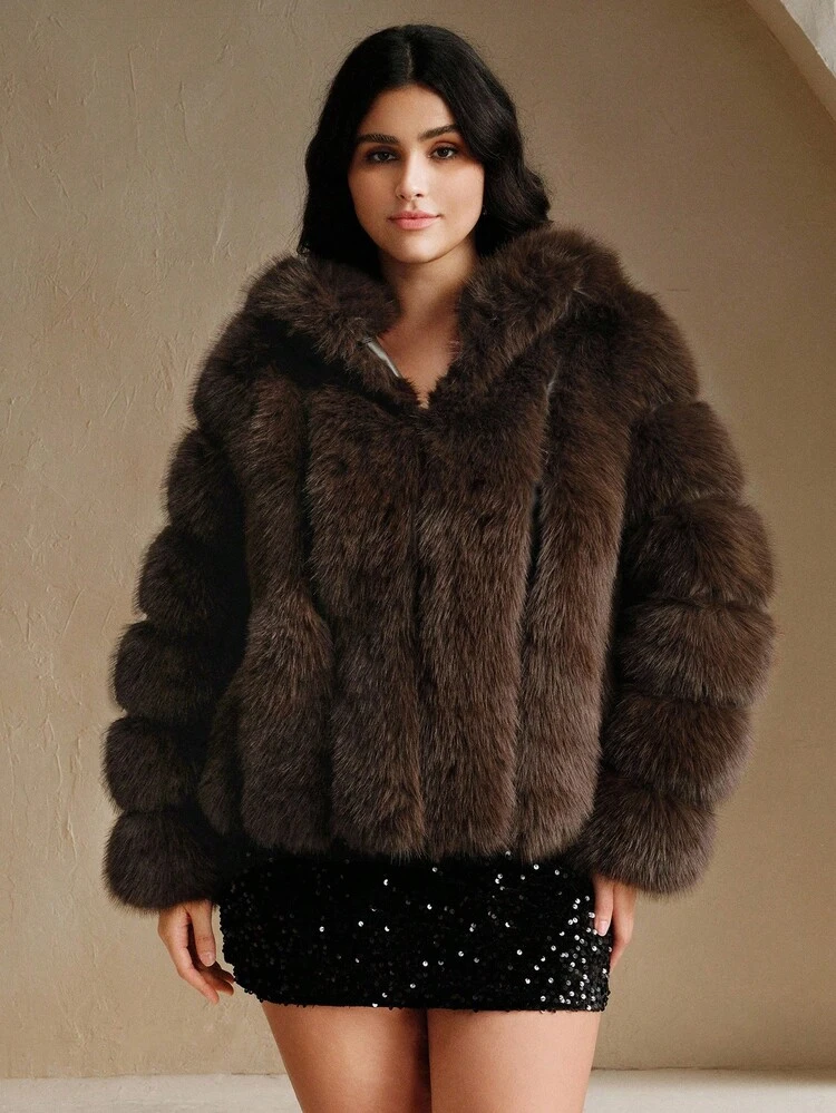 New Autumn/Winter Elegant Lady-Like Faux Fox Fur Coat, Fashion Outerwear For Women