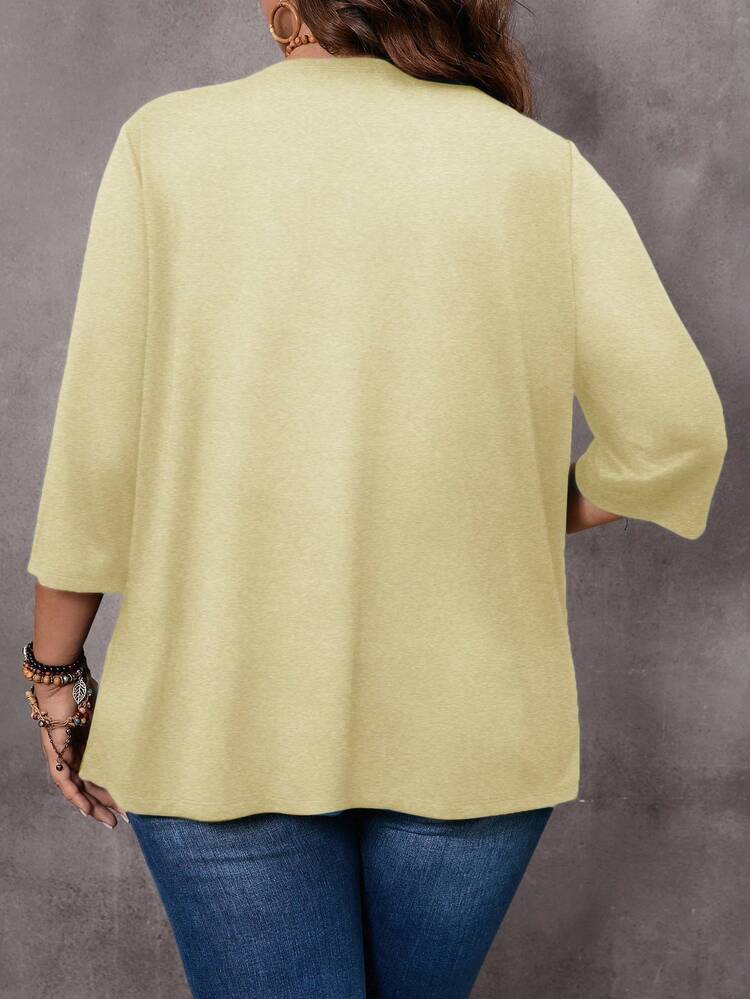 Große Größen Urlaubs-Lässig einfarbige Lehrer-Outfit Herbst Damen Kleidung Jacke