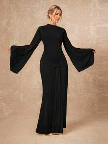 Lumalex Women's Loose Sheer Dress With Tie-Up Sash And Flowy Sleeves