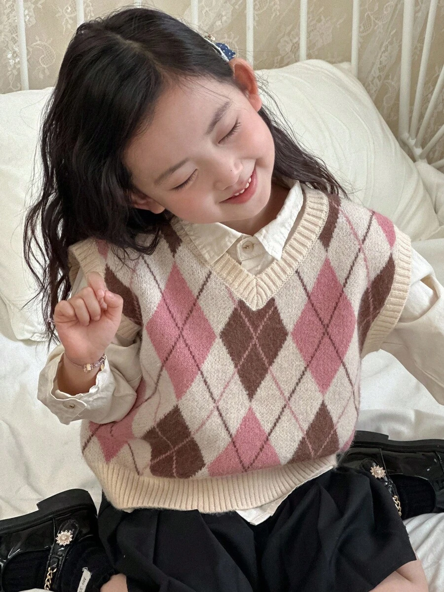 DAZY 女童V领毛衣背心，秋冬季