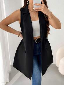 Vionelle 大尺寸女性無袖長馬甲外套