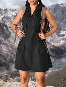 SHEIN EZwear 女式牛仔徒步连衣裙 防晒轻便速干女式徒步服装 女式徒步户外裤 女式露营服装 女式轻便徒步裤 - 灰色 - 查看 8