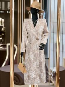 SHEIN Clasi Eleganter Vintage-Spitzen-Blazer in Große Größen - Aprikosenfarben - Übersicht 4