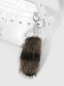 ROMWE J-Fashion 1 Y2k 复古甜美酷炫个性时尚可爱高品质多色毛绒仿真渐变横款豹纹狐狸毛茸茸动物迷你尾巴 DIY 钥匙扣配件包包挂件，颜色随机，适合女生女士日常佩戴，节日礼物 - 均碼 - 查看 12