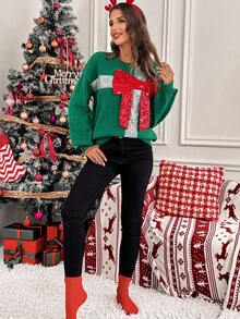 圣诞蝴蝶结亮片装饰优雅女士毛衣领结 - 彩色 - 查看 5