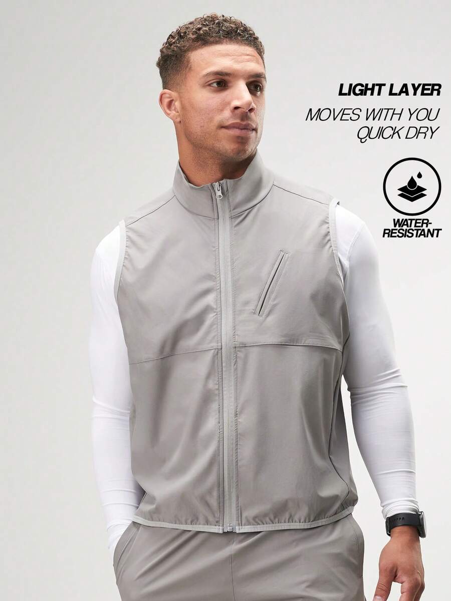 Men's Casual Versatile Zip-Up Vest, Grey, Autumn - Grey - View 1