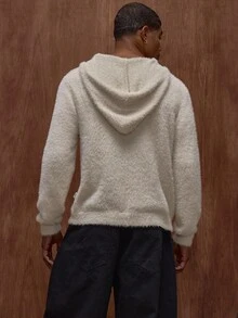 Musero Maglione oversize con cappuccio a maniche lunghe in mohair, felpa con cappuccio per uomo, abbigliamento autunnale/invernale