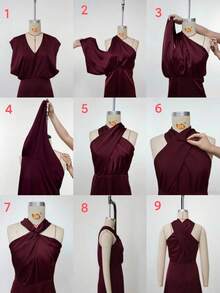 Anewsta Vestido elegante plus size verde com cintura marcada e decote halter, fluido, vestido slim de alta qualidade para o verão, férias, casual, elegante, festival, convidado de casamento - Verde - Ver 7