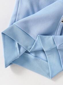 Mirajuku Tween Boys Casual Solid Color Loose Fit Sweatshirt - Baby Blue - View 7