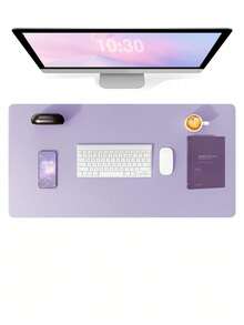 SHEIN 1 件皮革桌垫、皮革鼠标垫、电脑键盘一体式桌垫、大号鼠标垫、笔记本电脑游戏桌垫、高端桌垫、皮革书写和学习防脏、清洁办公桌、防滑护眼皮革桌垫、大号鼠标垫、防滑桌垫、防水 PU 皮革办公桌保护垫、书写垫、适用于办公室和家庭（浅紫色）、耐磨易清洁皮垫、安静、适用于男士、女士员工福利 - 彩色 - 查看 1