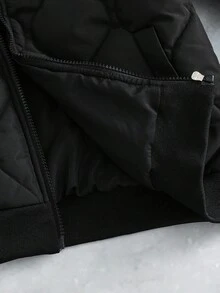 PAVTROS 1pc Tween Boy Black Embroidered Logo Soft Cotton Jacket, Comfortable & Easy To Wear, Suitable For Autumn/Winter, Outdoor, School, 2025 Back To School Season, Kids' Collegiate Style Sportswear, Embroidered Logo Design, Structured Fit Fall - Black - View 7