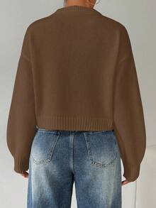 EMERY ROSE Fall Casual Solid Drop Shoulder Sweater