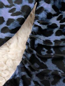 Franclia Bodysuit Lengan Panjang Berbahan Jala Transparan Motif Leopard untuk Wanita - Biru - View 8