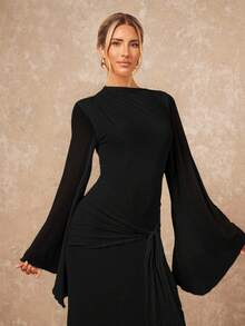 Lumalex Women's Loose Sheer Dress With Tie-Up Sash And Flowy Sleeves