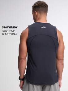 Áo ba lỗ cổ tròn thường ngày đa năng cho nam - màu đen - Xem 2