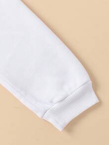 SHEIN 年轻女孩心形豹纹印花圆领长袖运动衫 - 白色 - 查看 3