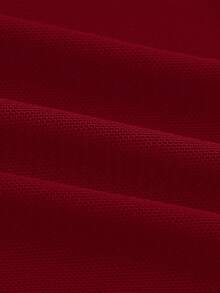 SHEIN ICON 1 件女式纯色系带荷叶边长喇叭袖时尚网眼衬衫 - 中紫紅色 - 查看 3