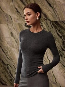 MOTF PREMIUM SUÉTER SLIM FIT DE LANA - Gris Oscuro - Ver 8