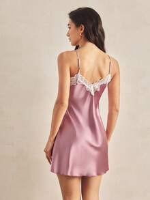 Charlaine 蕾丝拼布女式睡袍 - 紫色 - 查看 2