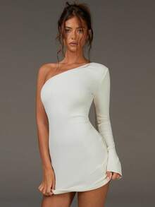 Athîral Váy mùa thu cho nữ, Váy đi chơi sang trọng, Váy trễ vai màu trắng, Váy dự tiệc cưới - Kem - Xem 4