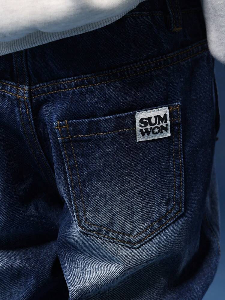 Jeansy typu pull-on z elastycznym pasem, prosty krój