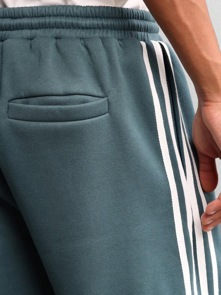Drop Crotch Sweatpants With Side Stripes And Elastic Cuffs