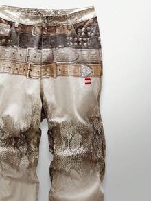 NEON BLANC Men's Fashion Snake Skin Print Belt Loop Jeans