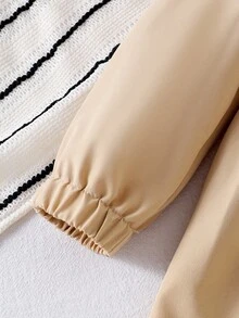 SHEIN 女童英伦风翻领夹克，时尚儿童休闲风衣外套，长袖，秋季